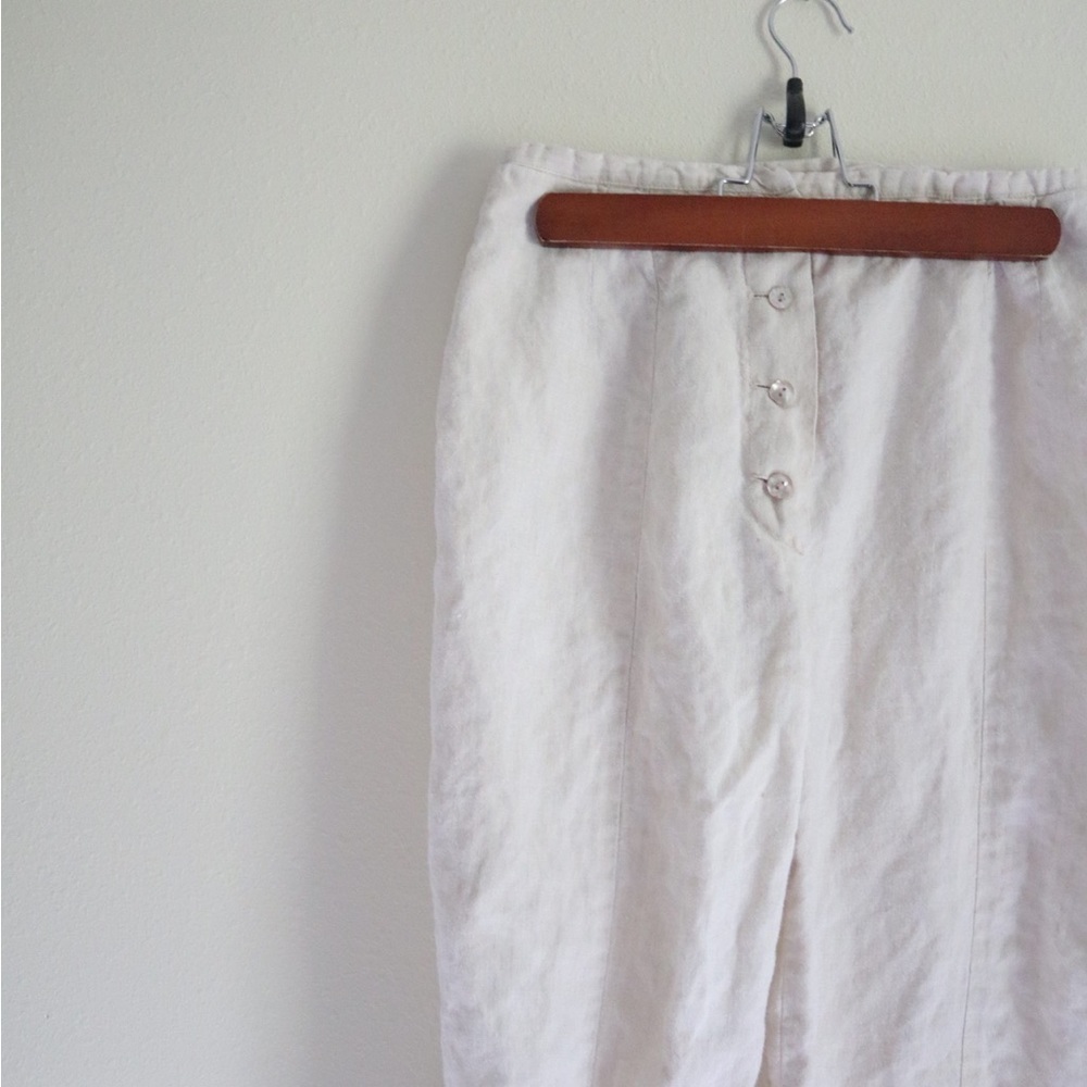 Seeds Linen Brown Buttons With Drawstring Trousers - image 3